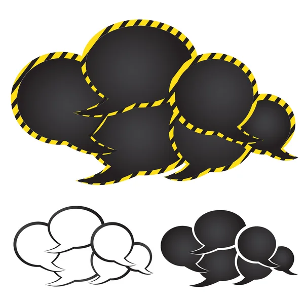 Vector bubbles for a chat with the contour of the yellow lines warning about the dangers. bubbles are collected in the form of clouds — Stock Vector