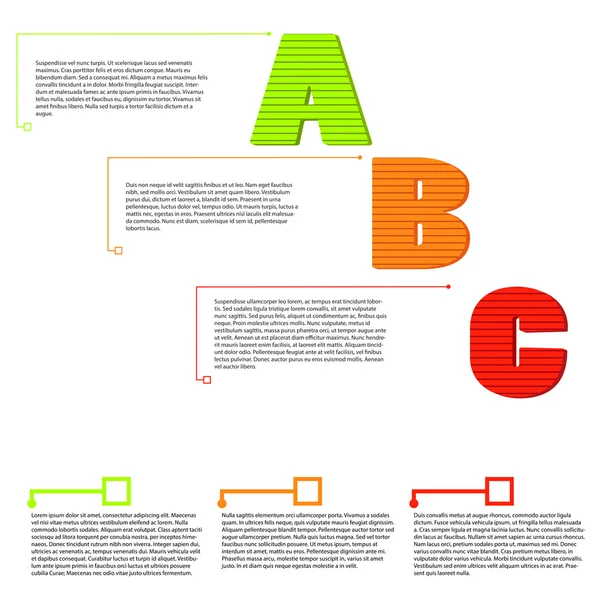Vector letters A, B, C, option items with text — Stok Vektör