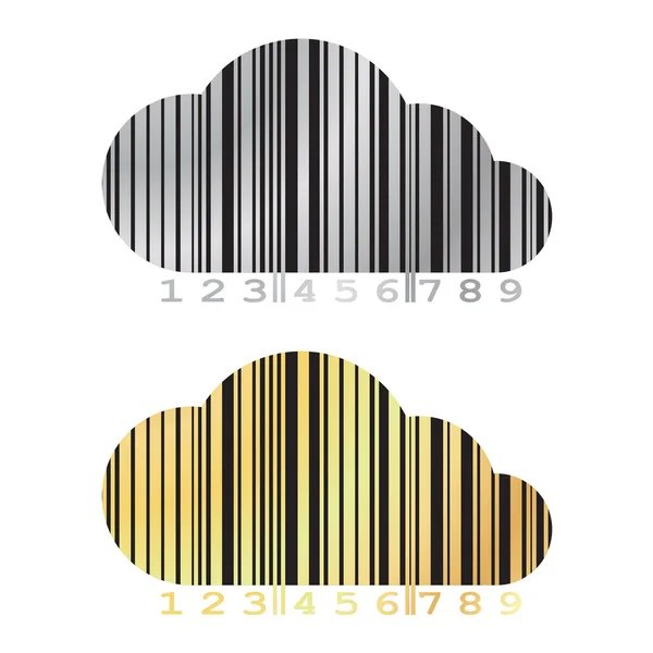 Vector barcode in the form of a cloud on a gold and silver  background — Vetor de Stock