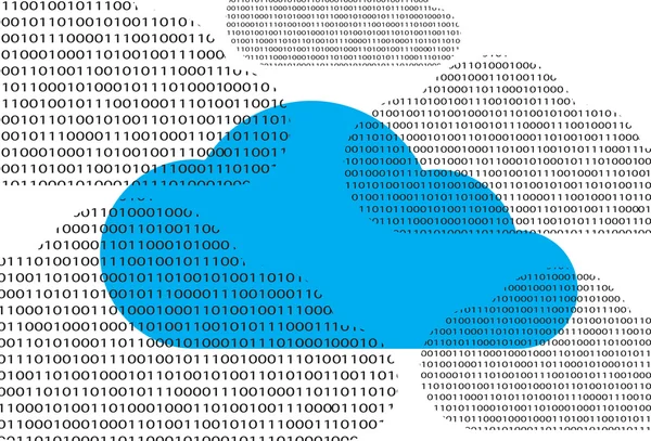 vector blue cloud and clouds consisting of binary 0 and 1