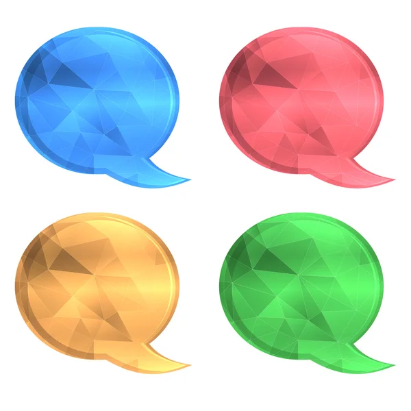 Vector round polygonal cloud for chat blue, red, green and orange — 图库矢量图片