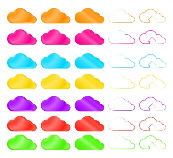 Vector set of internet clouds different color forms — Vetor de Stock