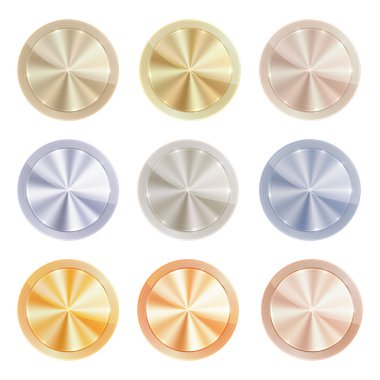 Vector round polished knob centric circles with different types of metal