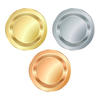 The empty vector stamp with gold silver bronze, which can be used as icons, buttons, coins, medals