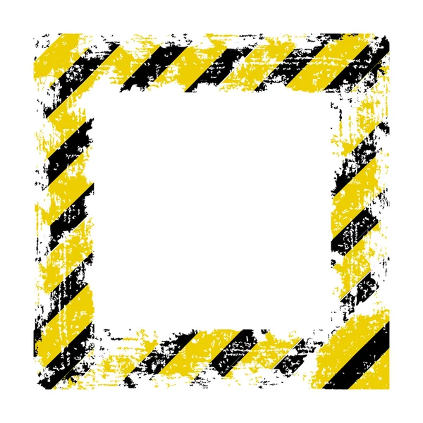 Vector square frame with black shabby old yellow lines warning of the dangers of — Stock Vector