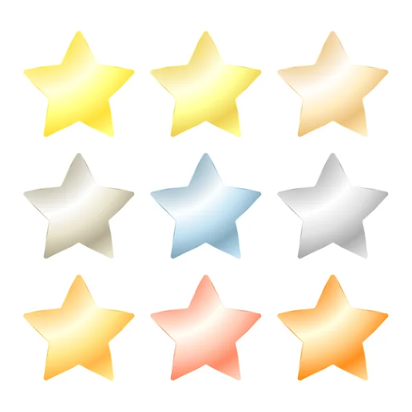 Set of vector star of platinum, gold, white gold, silver, bronze, copper, brass, aluminum — Stock Vector
