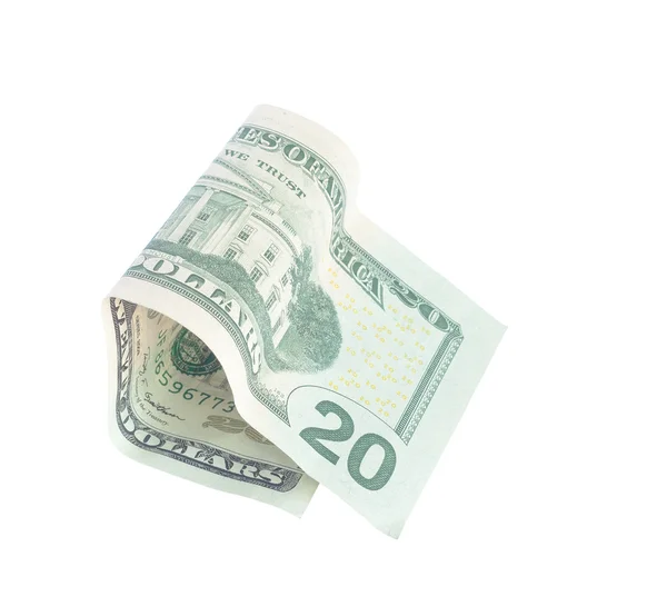 Beyaz bir arka plan üzerinde yirmi dolar