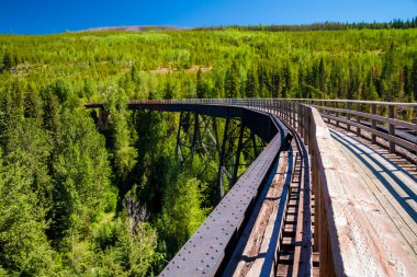 İngiliz Kelowna yakınlarındaki Kettle Vadisi 'ndeki tren köprüsü.