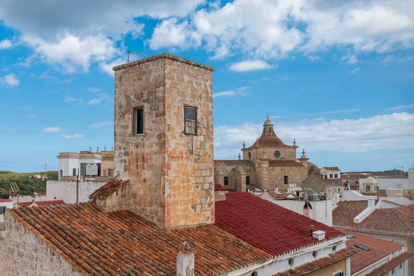 Vista Aérea Iglesia Del Carmen Los Tejados Mahón Mahón Menorca — Foto de Stock