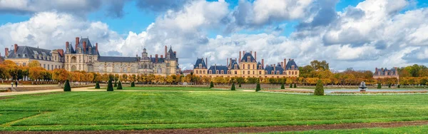 Fontainebleau French Garden and Fontainebleau Castle in autumn