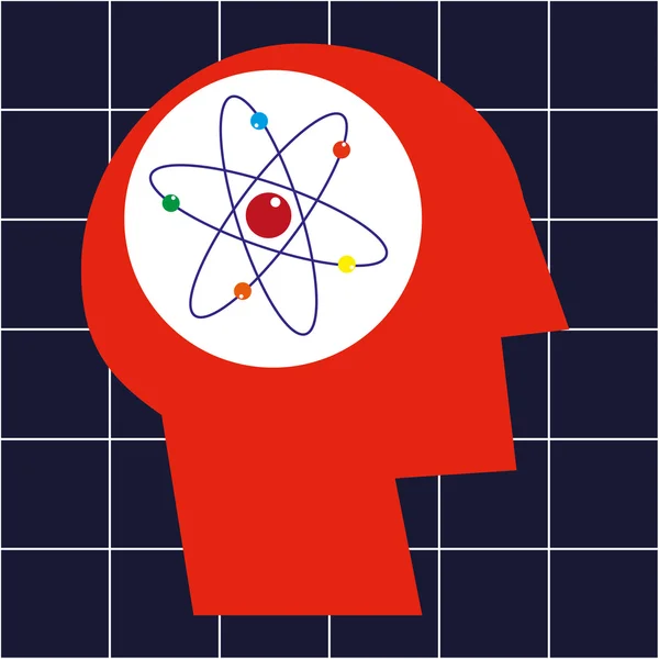 Atomsymbol und Kopf im Profil — Stockvektor