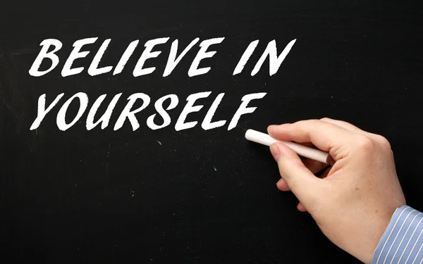 Self Belief on a Blackboard — Stock Photo, Image