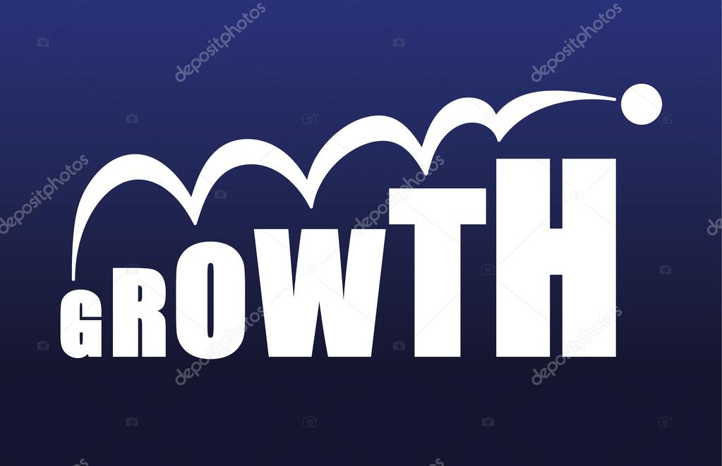 The word Growth with the letters increasing in size making the word bigger to symbolize a growing business