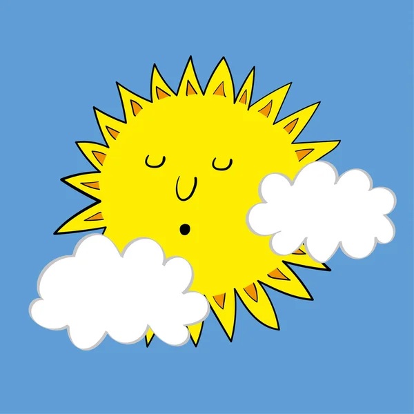 De zon achter de wolken wit — Stockvector