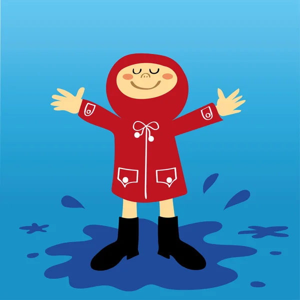 Child and Puddles — Stock Vector