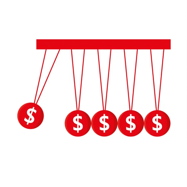 Newton Péndulo con signos de dólar — Vector de stock