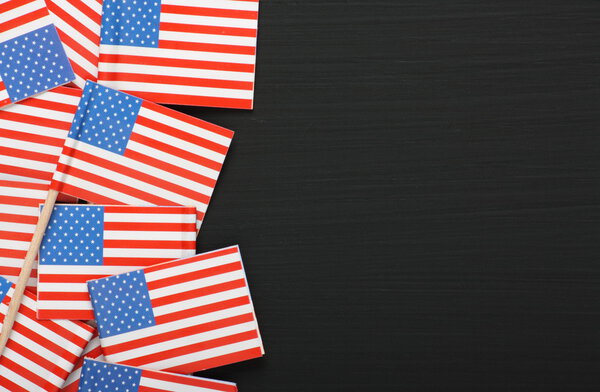 USA Flags on a Blackboard