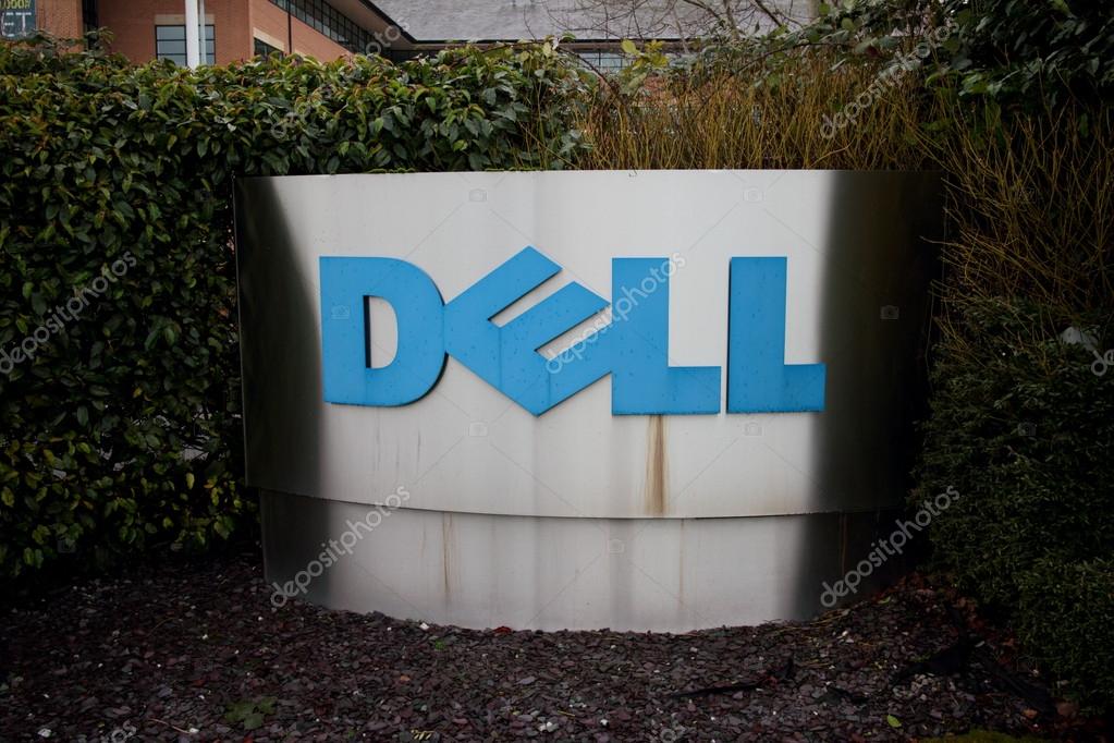 Bracknell, England - January 18, 2015: The Dell Corporation sign at the entrance of their registered address in Bracknell, England. Dell opened their first international subsidiary in the UK in 1987