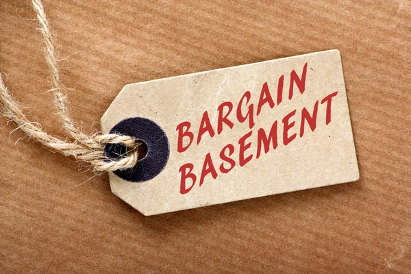 Bargain Basement cena Tag — Zdjęcie stockowe