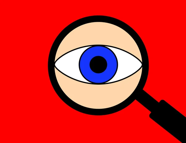 Ojo en una lupa — Vector de stock