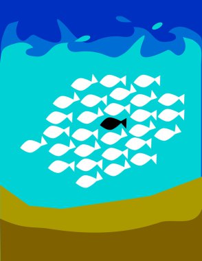 School of Fish Teamwork clipart