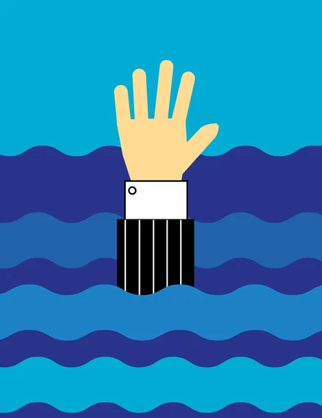 Hand Waving and Drowning — Stock Vector