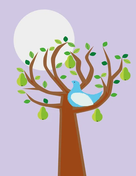 Perdiz em uma árvore de pêra — Vetor de Stock
