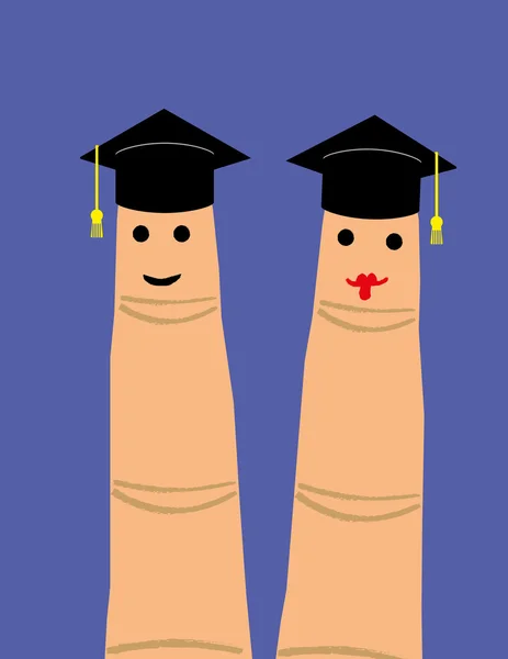 Finger Puppet Graduates — Stock Vector