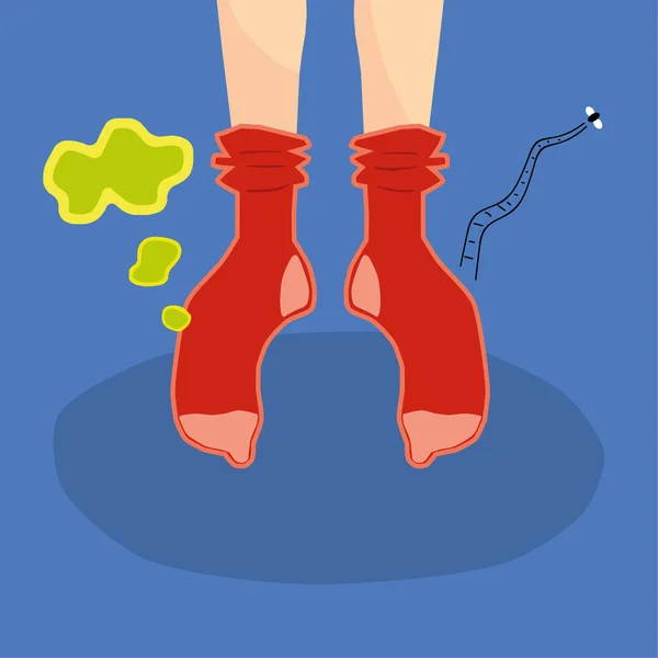 Illaluktande strumpor och fötter — Stock vektor