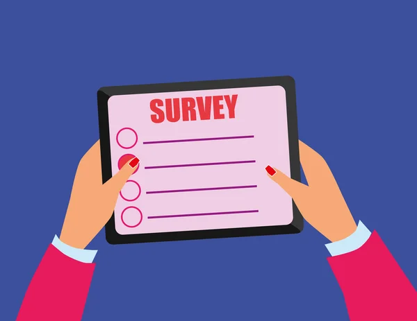 Tablet Computer Survey Screen — Stock Vector