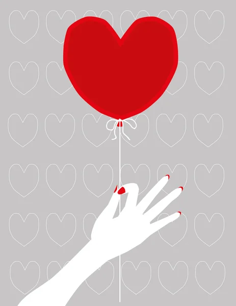 Heart Shape Red Balloon — Stock Vector