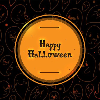 Mutlu Cadılar Bayramı siyah kapak hayaletlerle, vektör.