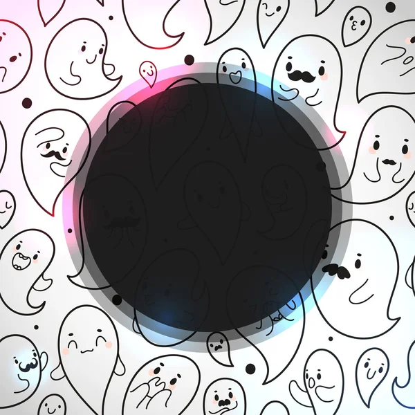 Cubierta con fantasmas de Halloween dibujados a mano, vector . — Archivo Imágenes Vectoriales