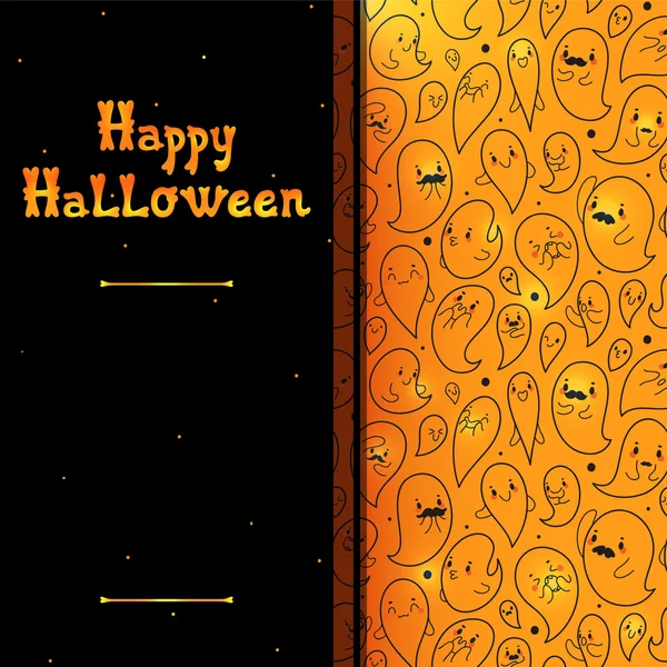 Happy Halloween card with ghosts, vector. — Stock Vector