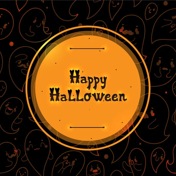 Gelukkig Halloween zwarte cover met geesten, vector. — Stockvector