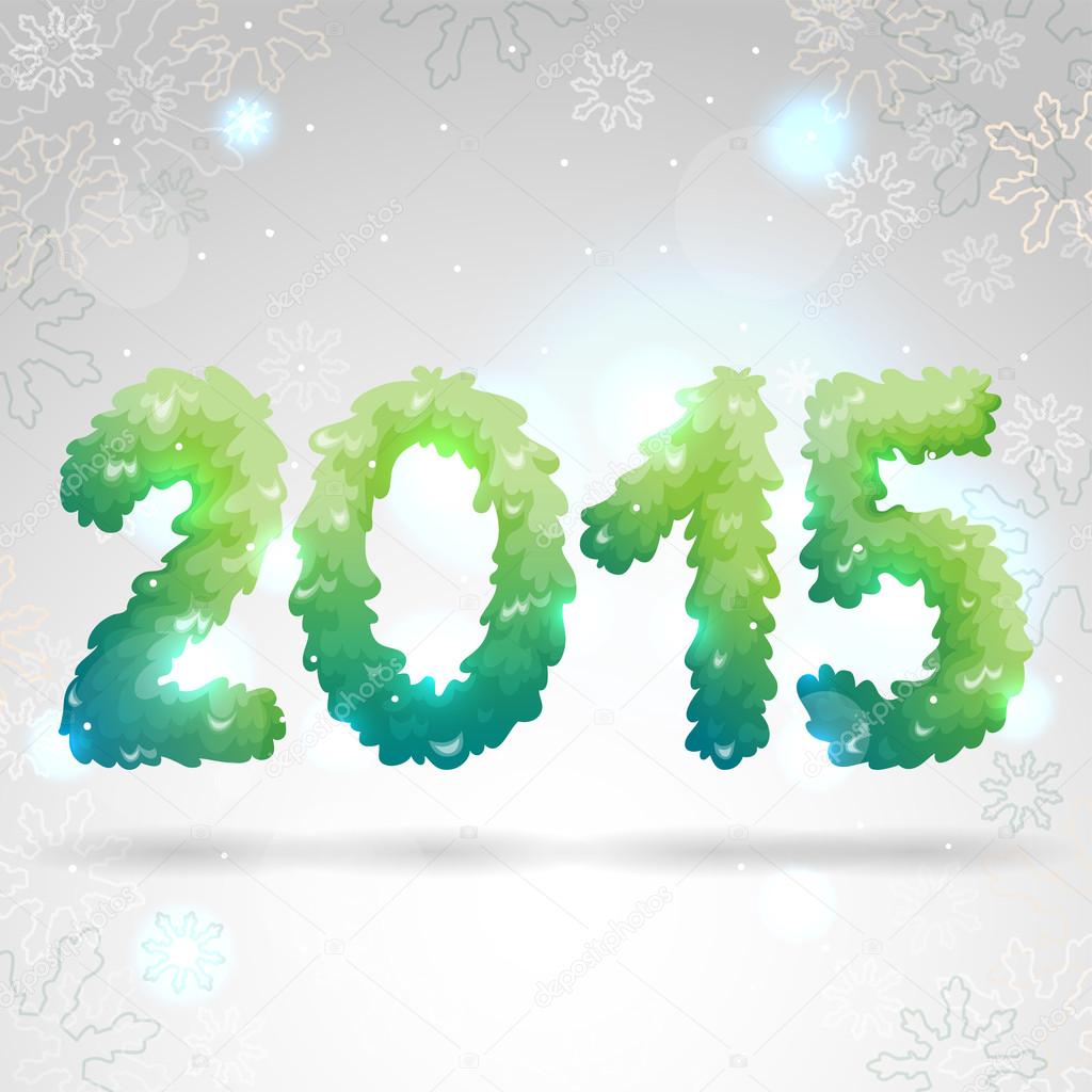 Happy New Year 2015, green numbers, vector.