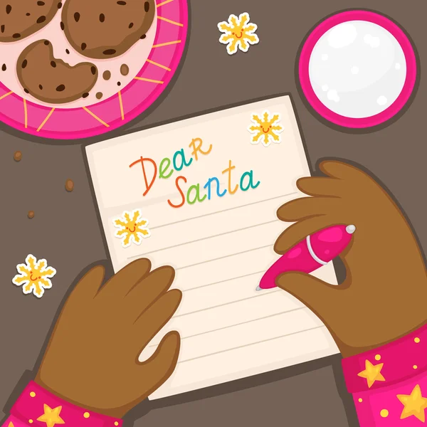 Christmas letter to Santa Claus from African American girls, vector. — Stock Vector