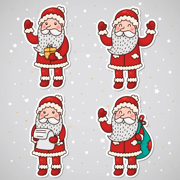 Stickers with Santa Claus, set, vector. Royalty Free Stock Vectors