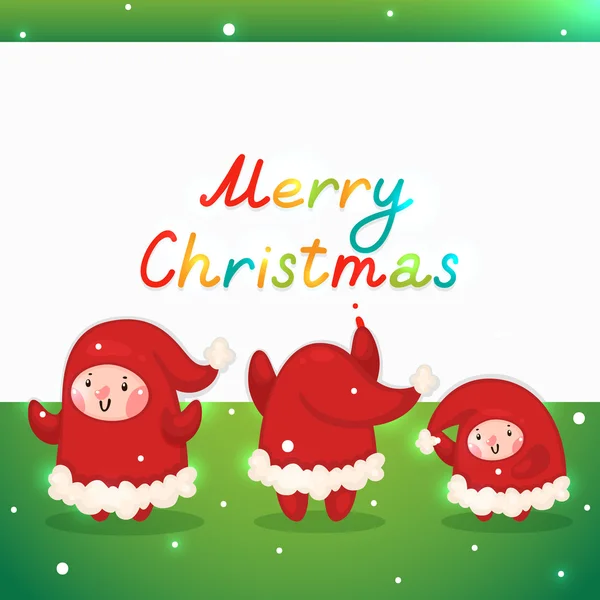 Christmas Elves and blank banner, Greeting card, vector. — Stock Vector
