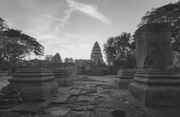 Black White Landscape Phimai Historical Park Landmark Nakhon Ratchasima Thailand — Stock Photo, Image
