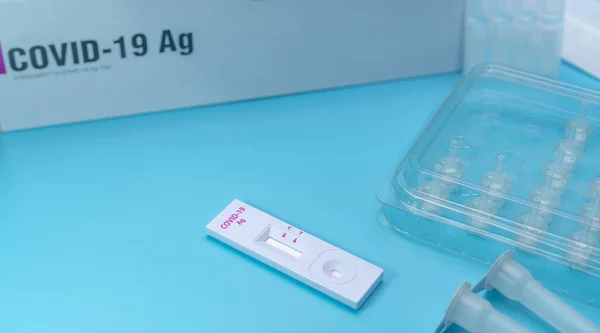 Auto Teste Antígeno Covid Para Esfregaço Nasal Kit Teste Antígeno — Fotografia de Stock