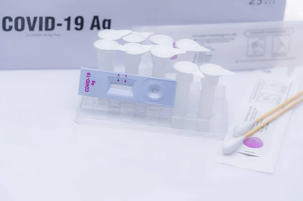 Autoesame Antigene Covid Tampone Nasale Kit Test Antigene Uso Domestico — Foto Stock