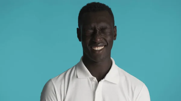 Attractive Smiling African American Man White Shirt Joyfully Posing Camera — Stock Photo, Image