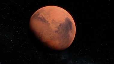 Mars Gezegeni 'nin etrafında uçmak. Açık uzay dinamik çekiminde Mars