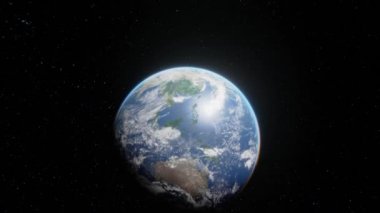 4K 'de 3D uzay modelinden Dünya' ya düşüş. İniş manzarası. NASA tarafından desteklenen bu görüntünün yerçekimi kavramı elementleri