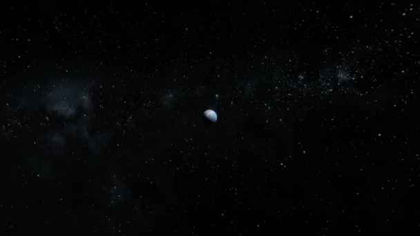宇宙からの地球の速い追跡 地球の惑星ビューの概念に該当します 4Kで息をのむ3D重力イラスト 宇宙を飛び回る惑星 — ストック動画
