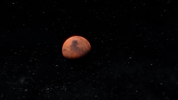 Der Mars Planet Fliegt Sternenhintergrund Vorbei Mars Verfolgt Dynamische Aufnahmen — Stockvideo