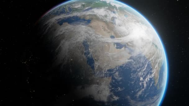 Залишаючи Планету Землі Видом Космосу Слідкування Знімком Землі Пролітає Через — стокове відео