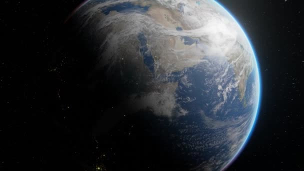 Opouštím Epický Výhled Planety Sledování Země Letící Vesmíru — Stock video