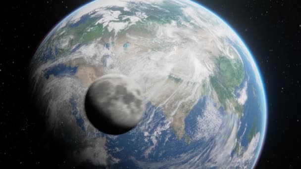 Lune Sur Orbite Terrestre Vue Épique Sur Terre Depuis Espace — Video